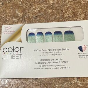 Color Street Teal to Navy Ombre Glitter Nail Strips